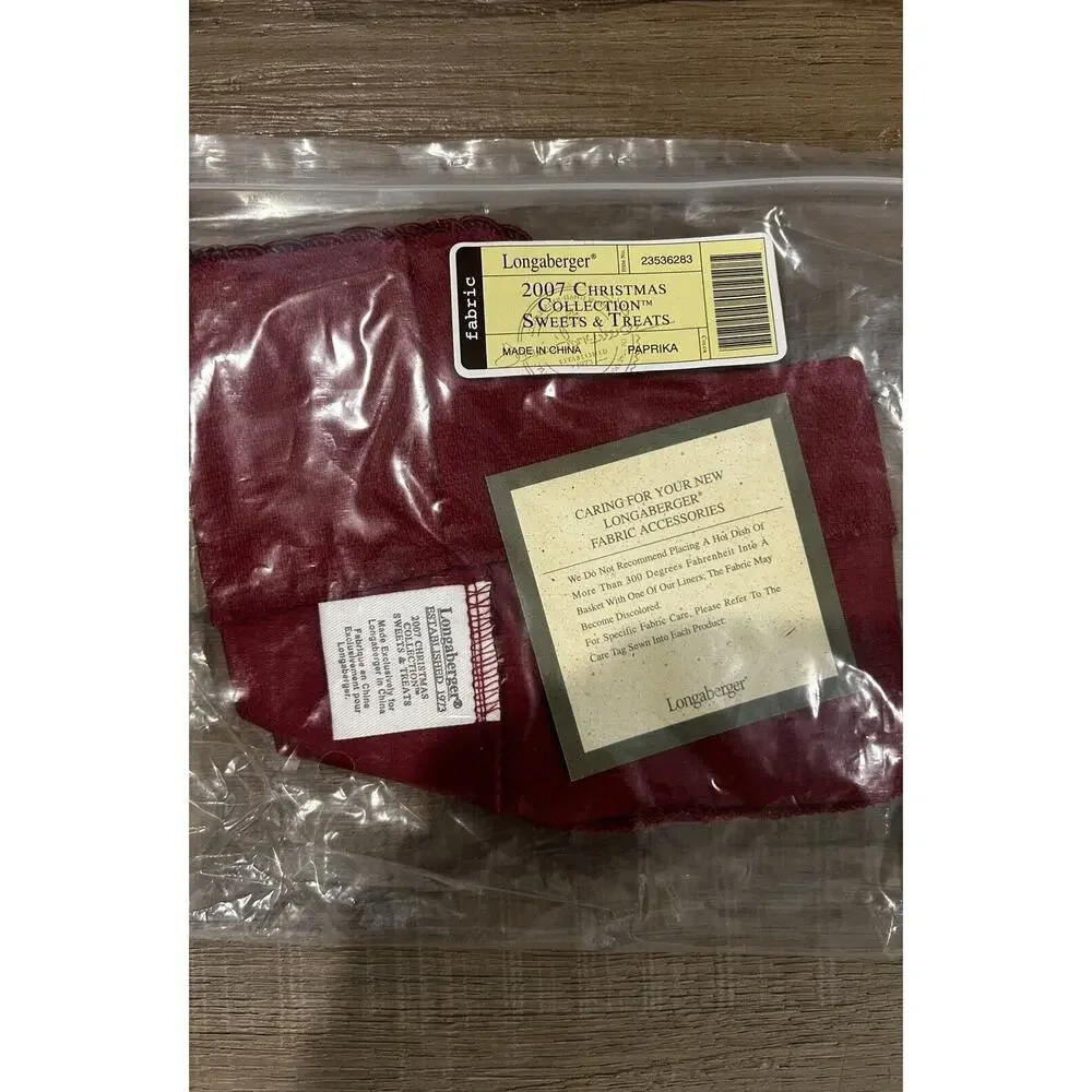 Longaberger Basket Liner 2007 Christmas‎ Sweets & Treats Paprika Red NEW